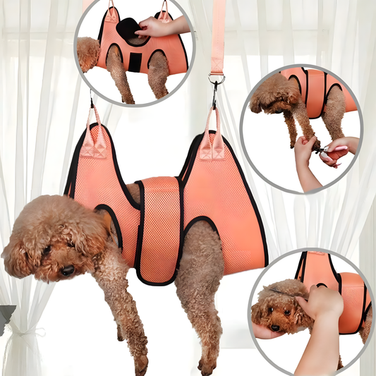 5-Piece Pet Grooming Hammock Set - Breathable Mesh Hanging Harness Sling for Dog & Cat Nail Trimming, Bathing, and Grooming, Includes Safety Straps & Carabiners
