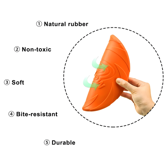 Bite-Resistant Natural Rubber Dog Frisbee - Soft Flexible Flying Disc Toy for Fetch & Outdoor Training