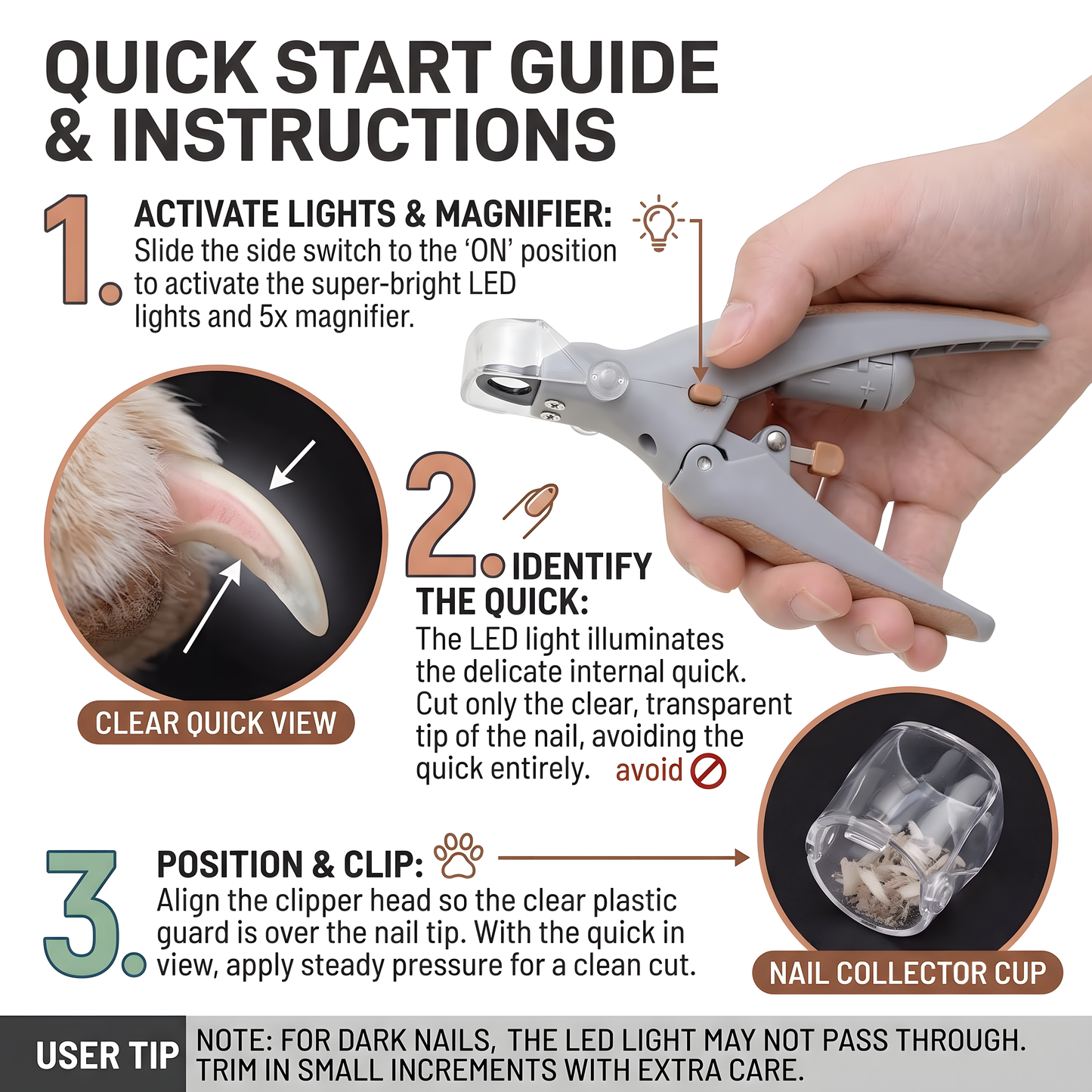 LED Lighted Pet Nail Clipper with Anti-Splash Guard & Nail Trapper for Cats & Small Dogs