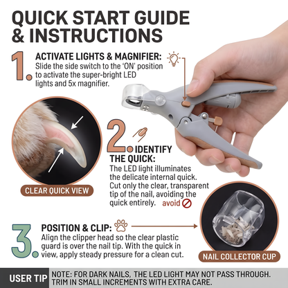LED Lighted Pet Nail Clipper with Anti-Splash Guard & Nail Trapper for Cats & Small Dogs