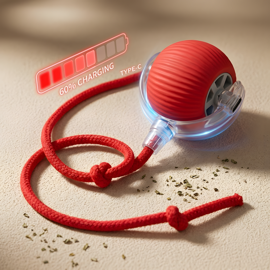 Smart Interactive Cat Ball Toy - Automatic Moving Rolling Ball with Rope Tail