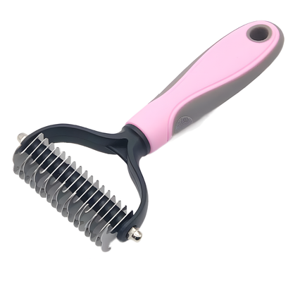 Dual-Sided Pet Grooming Rake & Undercoat Deshedding Tool for Dogs & Cats