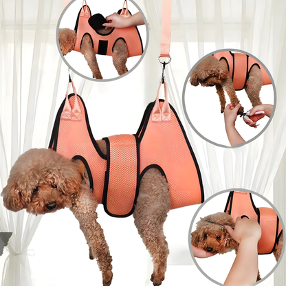 5-Piece Pet Grooming Hammock Set - Breathable Mesh Hanging Harness Sling for Dog & Cat Nail Trimming, Bathing, and Grooming, Includes Safety Straps & Carabiners