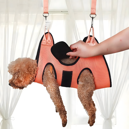 5-Piece Pet Grooming Hammock Set - Breathable Mesh Hanging Harness Sling for Dog & Cat Nail Trimming, Bathing, and Grooming, Includes Safety Straps & Carabiners