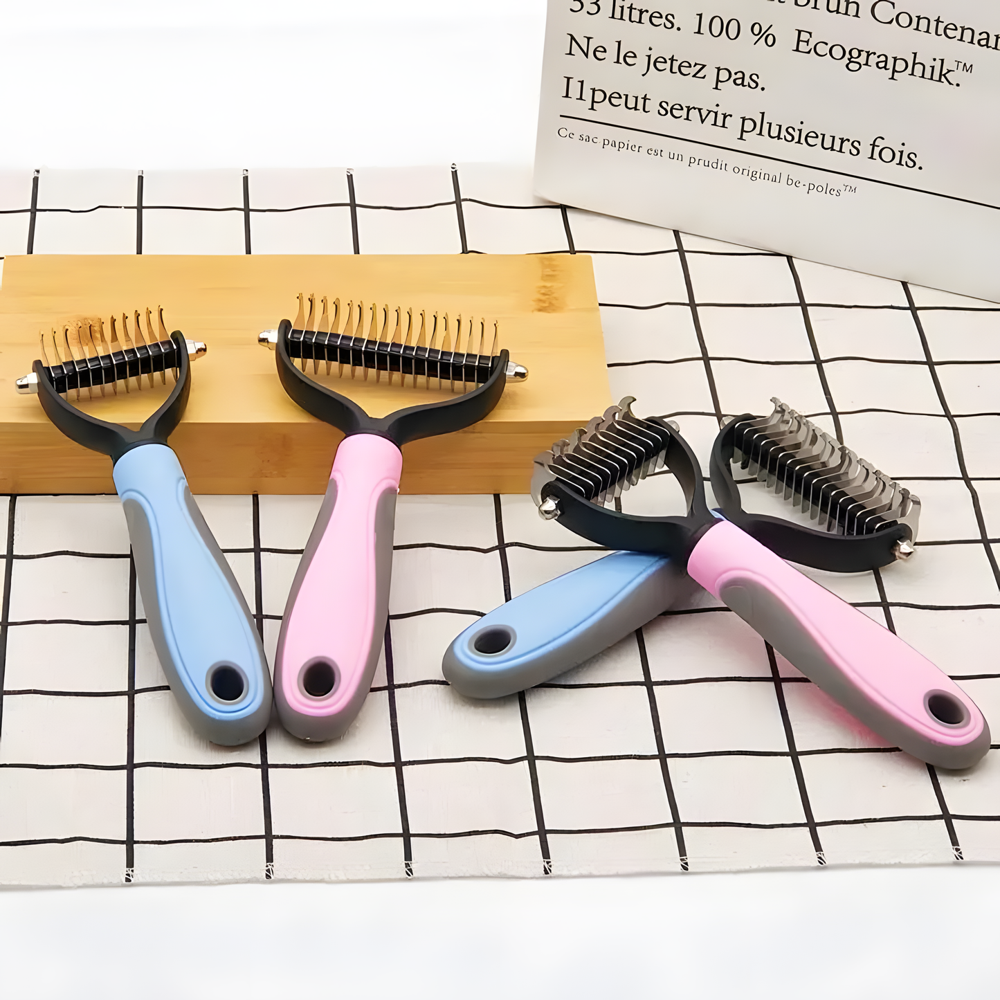 Dual-Sided Pet Grooming Rake & Undercoat Deshedding Tool for Dogs & Cats