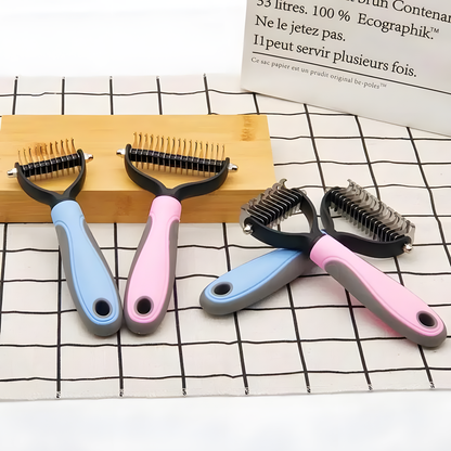 Dual-Sided Pet Grooming Rake & Undercoat Deshedding Tool for Dogs & Cats