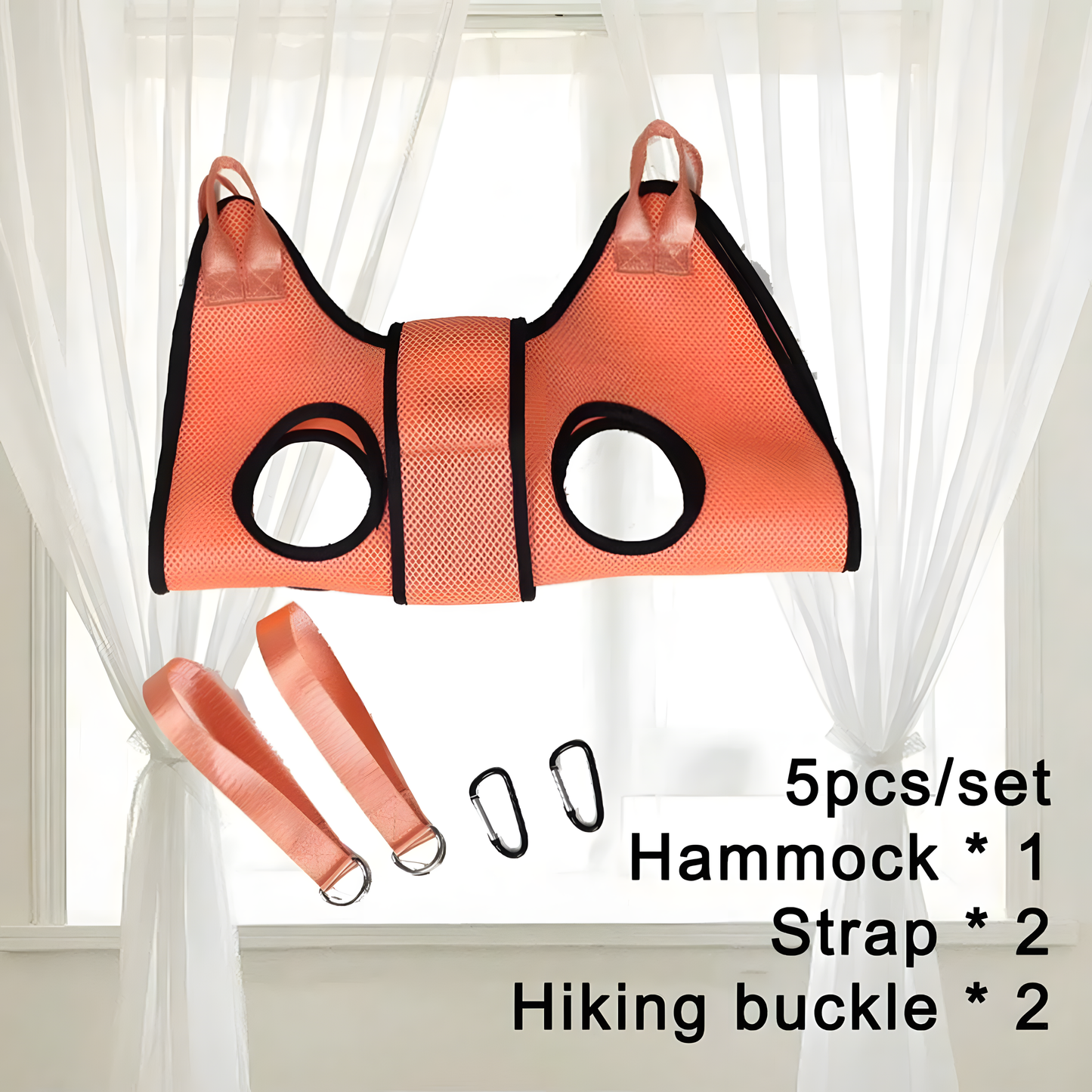 5-Piece Pet Grooming Hammock Set - Breathable Mesh Hanging Harness Sling for Dog & Cat Nail Trimming, Bathing, and Grooming, Includes Safety Straps & Carabiners